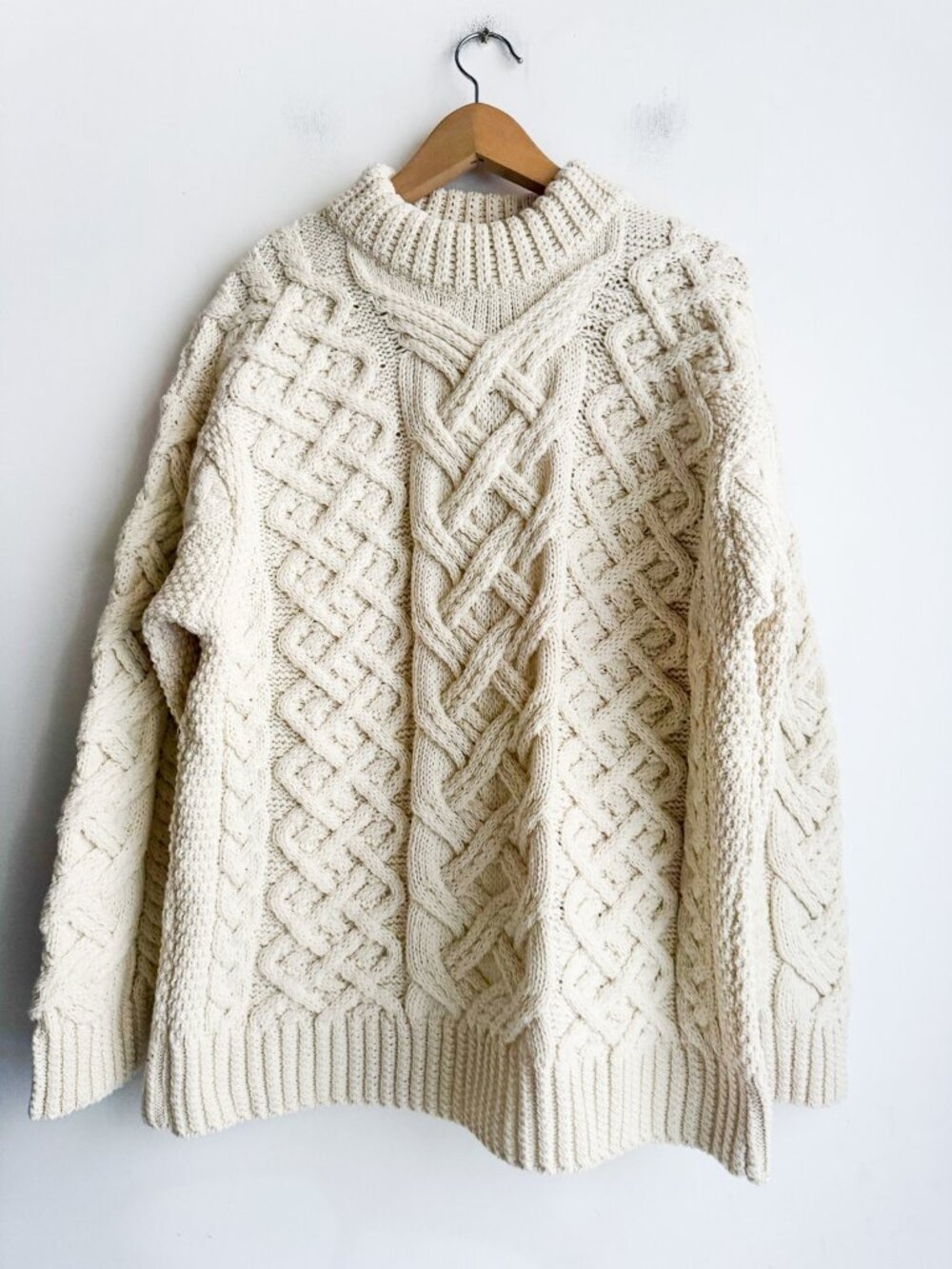 Aran Mor Super Chunky Wool Pullover Merino Wool  Ivory L